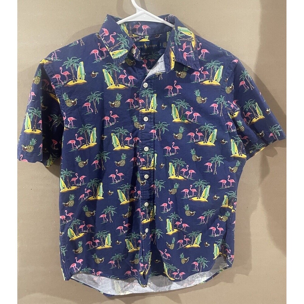 Polo Ralph Lauren Shirt Mens S Classic Fit Button Down Tropical Flamingo Hawaii